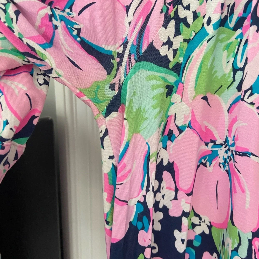 Lilly Pulitzer Pink Floral Off-Shoulder Romper size Large - Picture 7 of 7